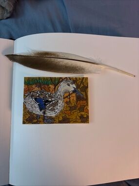Original ACEO Hand-Drawn Duck Painting - 2.5”x3.5” Acrylic and Alcohol Marker